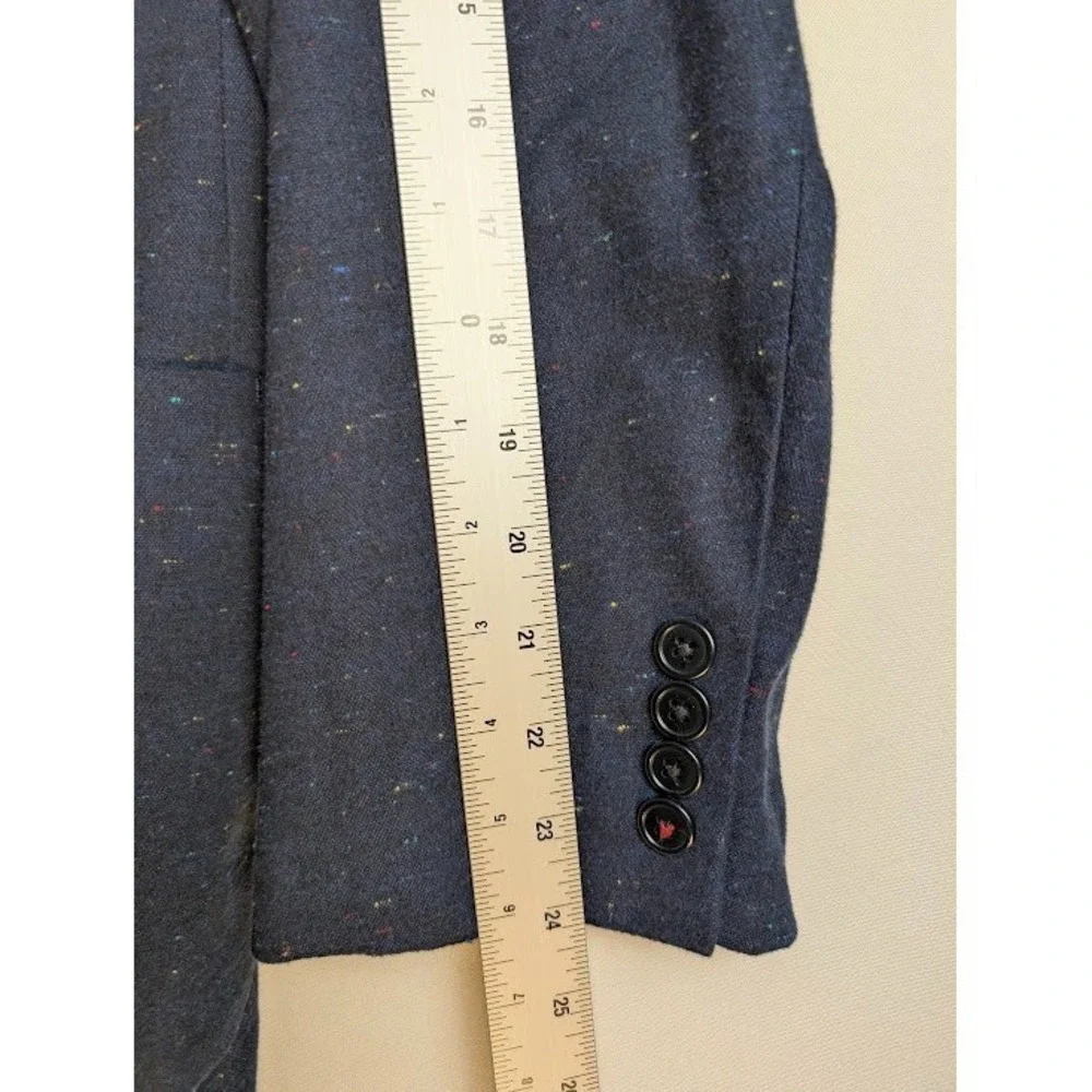 Charleston Threads Blazer Mens 44 Navy Blue Speckled Tweed Two Button‎ Jacket